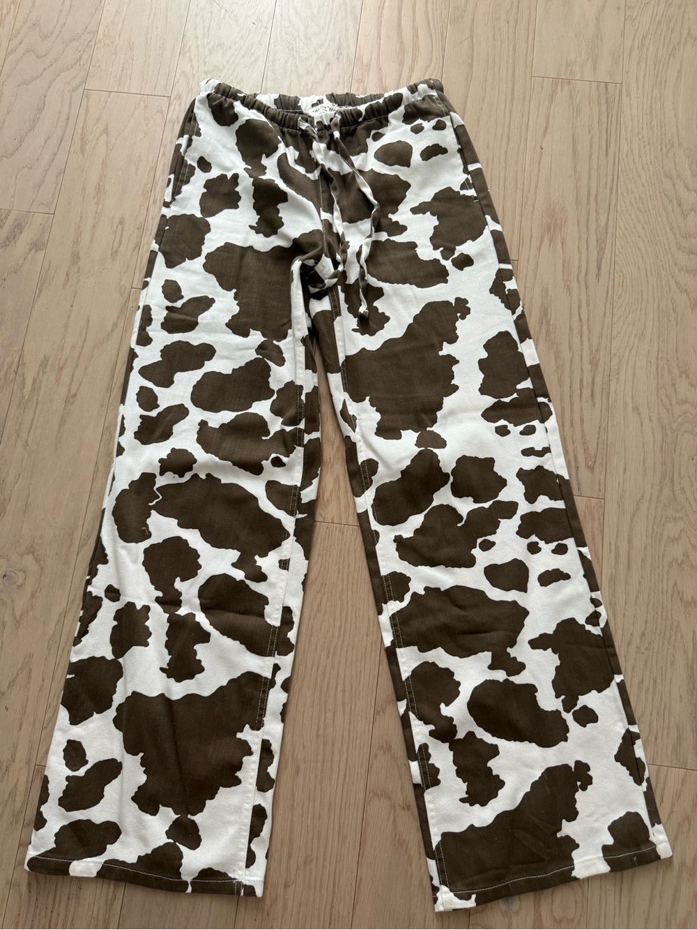 Vanilla Star Brown and White Cow Print Sweatpants